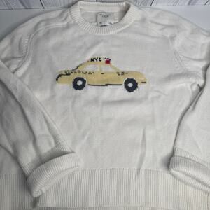 Rare Abercrombie & Fitch Sweater NYC TAXI White Size Large Preowned Viral